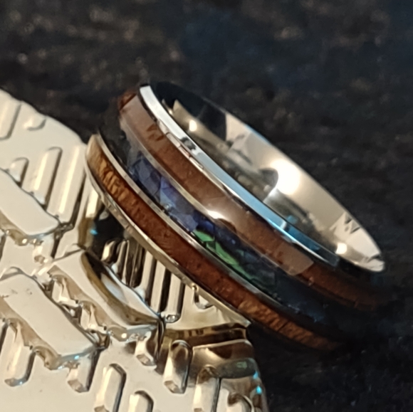 Fire Opal Design Koa Promise Engagement Wedding Ring - Picture 12 of 12